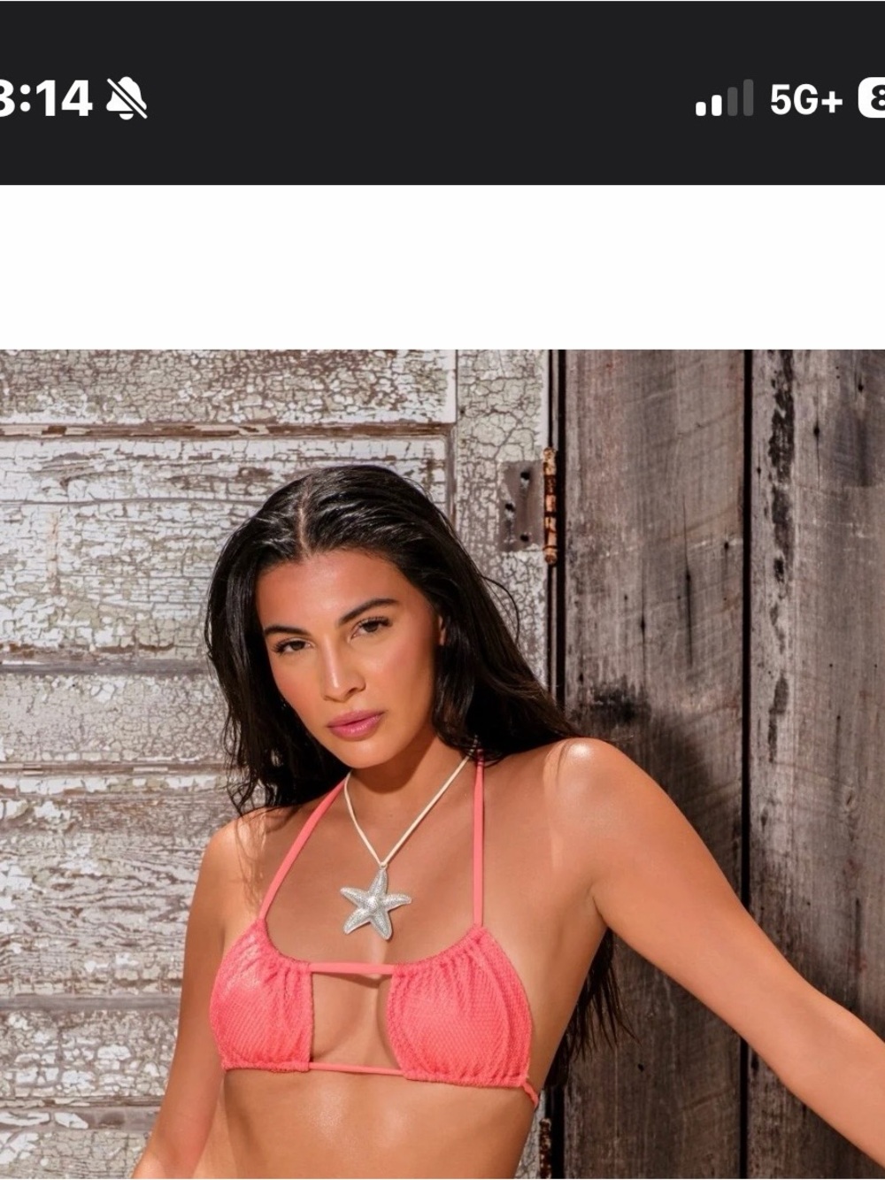 Coral Strappy Micro Triangle Bikini Top - Swim
